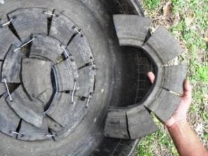 Detalhes de pneu para horta suspensa